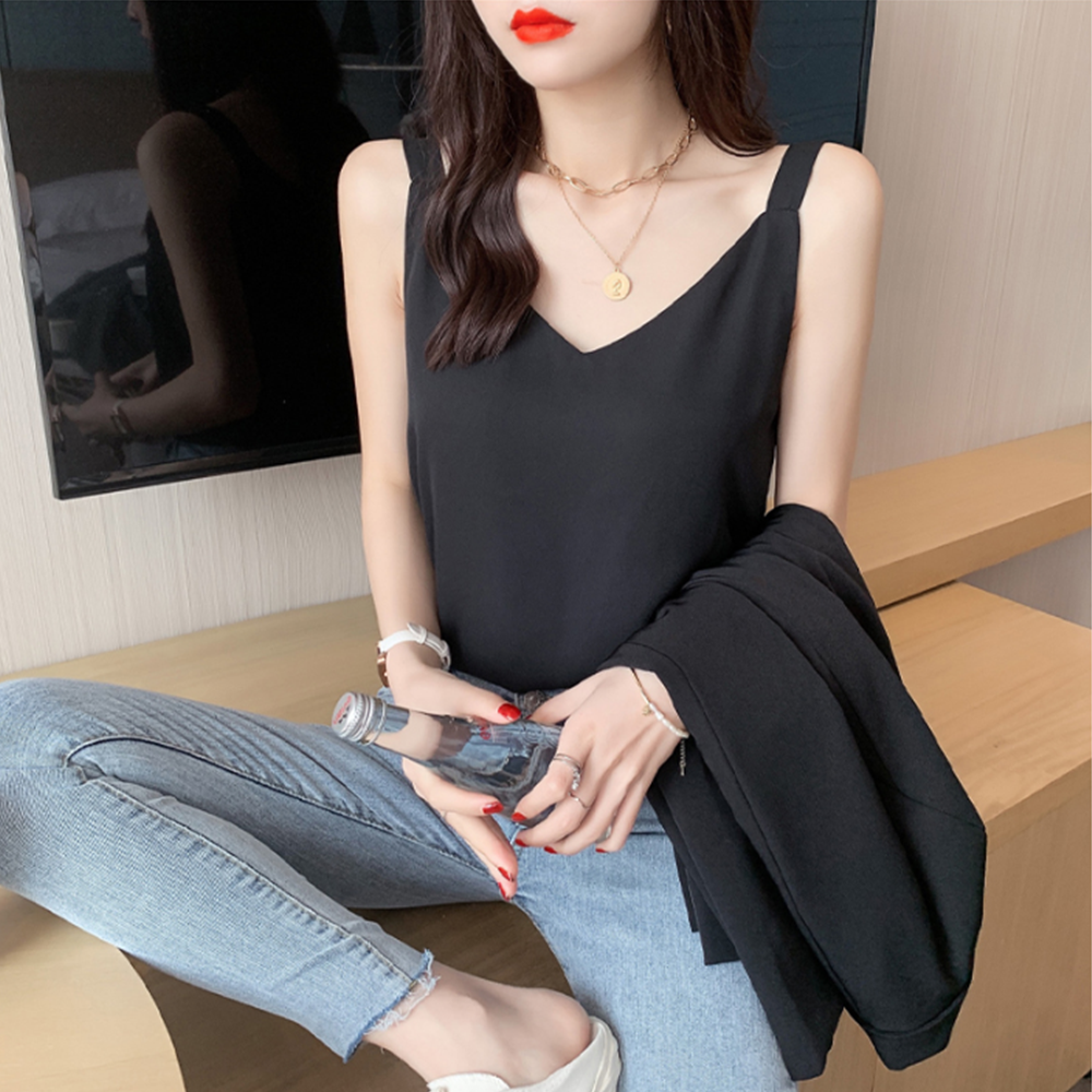면접용블라우스 여름 민 소매 정장 이너 흰 나시 - 상세 이미지 3