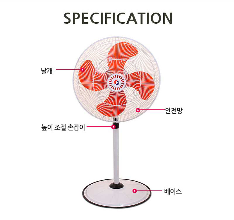 장안 대형선풍기 업소용 스탠드 강력모터 공업용 산업용 축사용 60cm 1624H 판매처 상세 정보 이미지 4