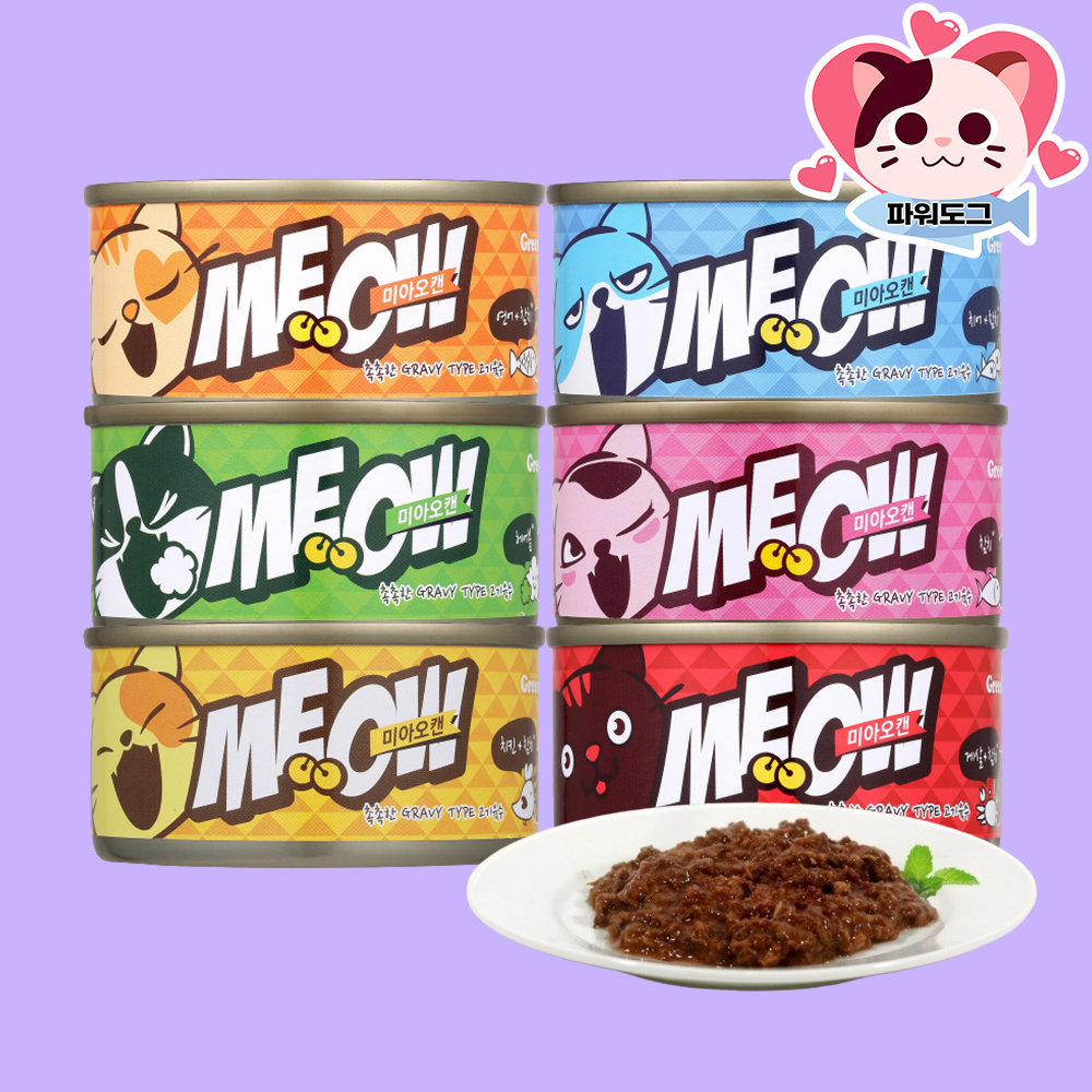 미아오캔 고양이 통조림 캔 간식 길냥이 길고양이 6종혼합, 80g, 24개 이미지 2