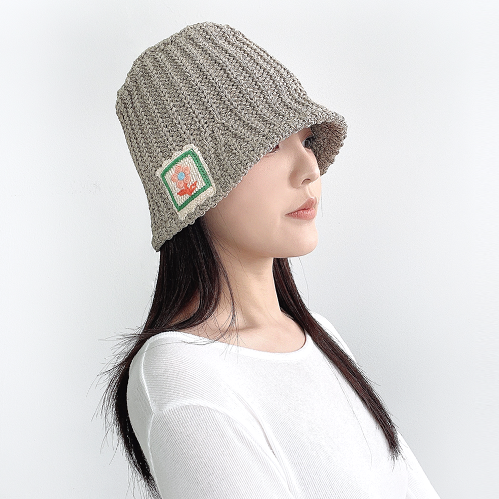 플루 크로셰 여성 봄여름 밀짚 니트 벙거지모자 버킷햇 - 상품 이미지