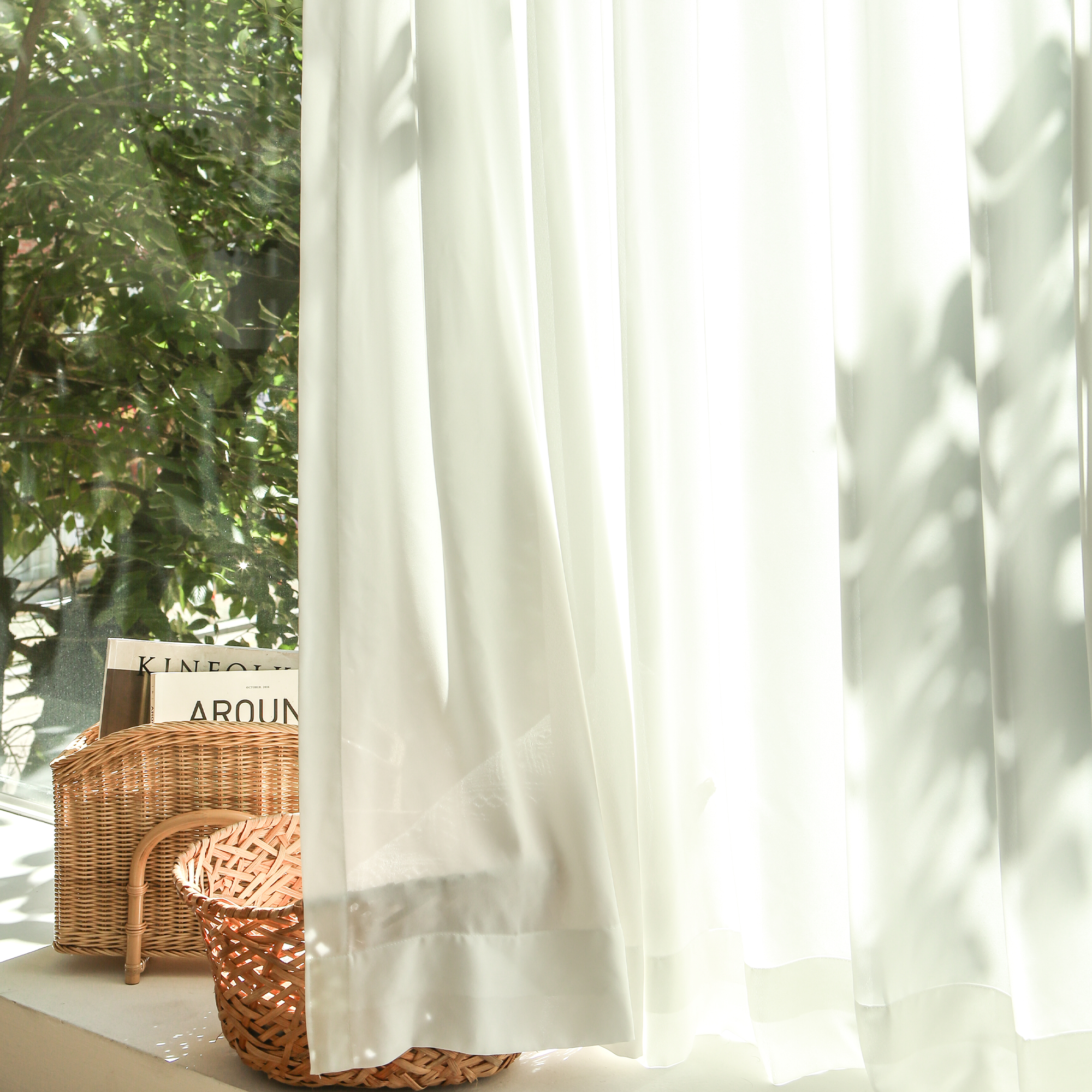 아르일랑 쉬폰 차르르 커튼 1cm 민자 타입 일반심지 금속핀 기본 심플쉬폰 화이트