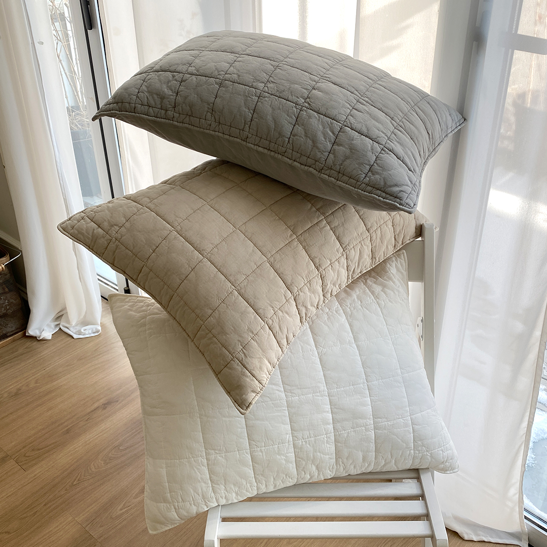 모제무드 오가닉 60수 순면 무형광 누빔 피그먼트 지퍼 베개커버 2040