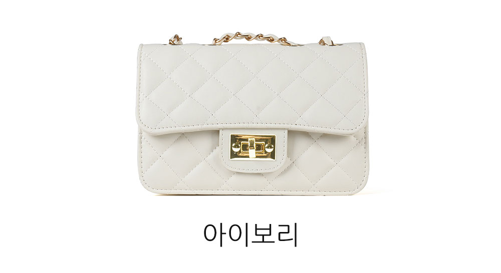 골드 체인 퀄팅 미니백 스퀘어 가죽 캐주얼 핸드백 정장 숄더 크로스백 가방 - 상세 이미지 2