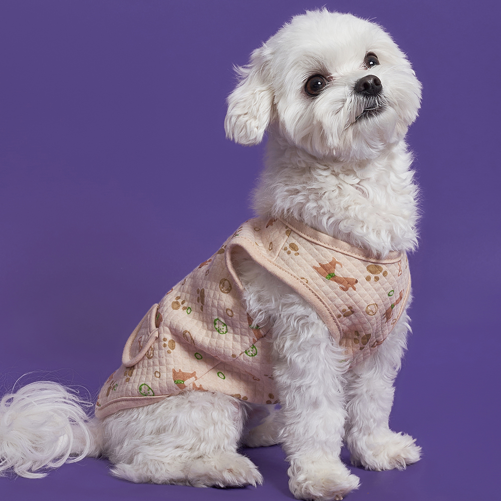 강아지옷 네츄럴코튼조끼 애견티셔츠 실내복의류 이미지 2