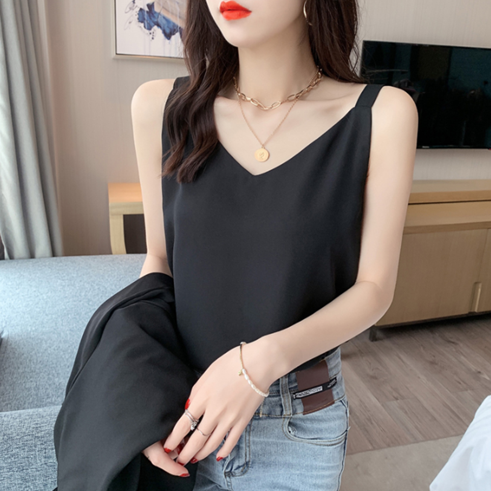 면접용블라우스 여름 민 소매 정장 이너 흰 나시 - 상세 이미지 4