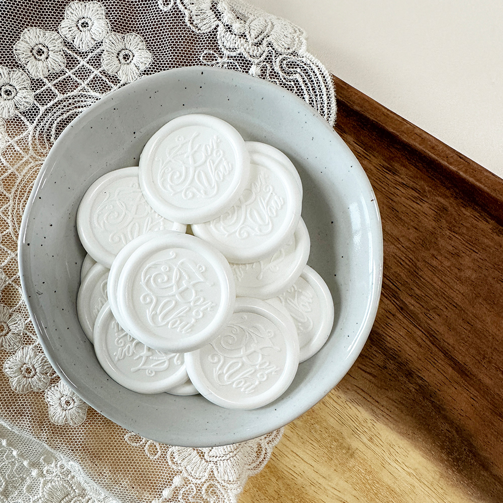 실링왁스 스티커 청첩장 봉투 입체 에폭시 웨딩 스티커 버건디 필기 W 이미지 2