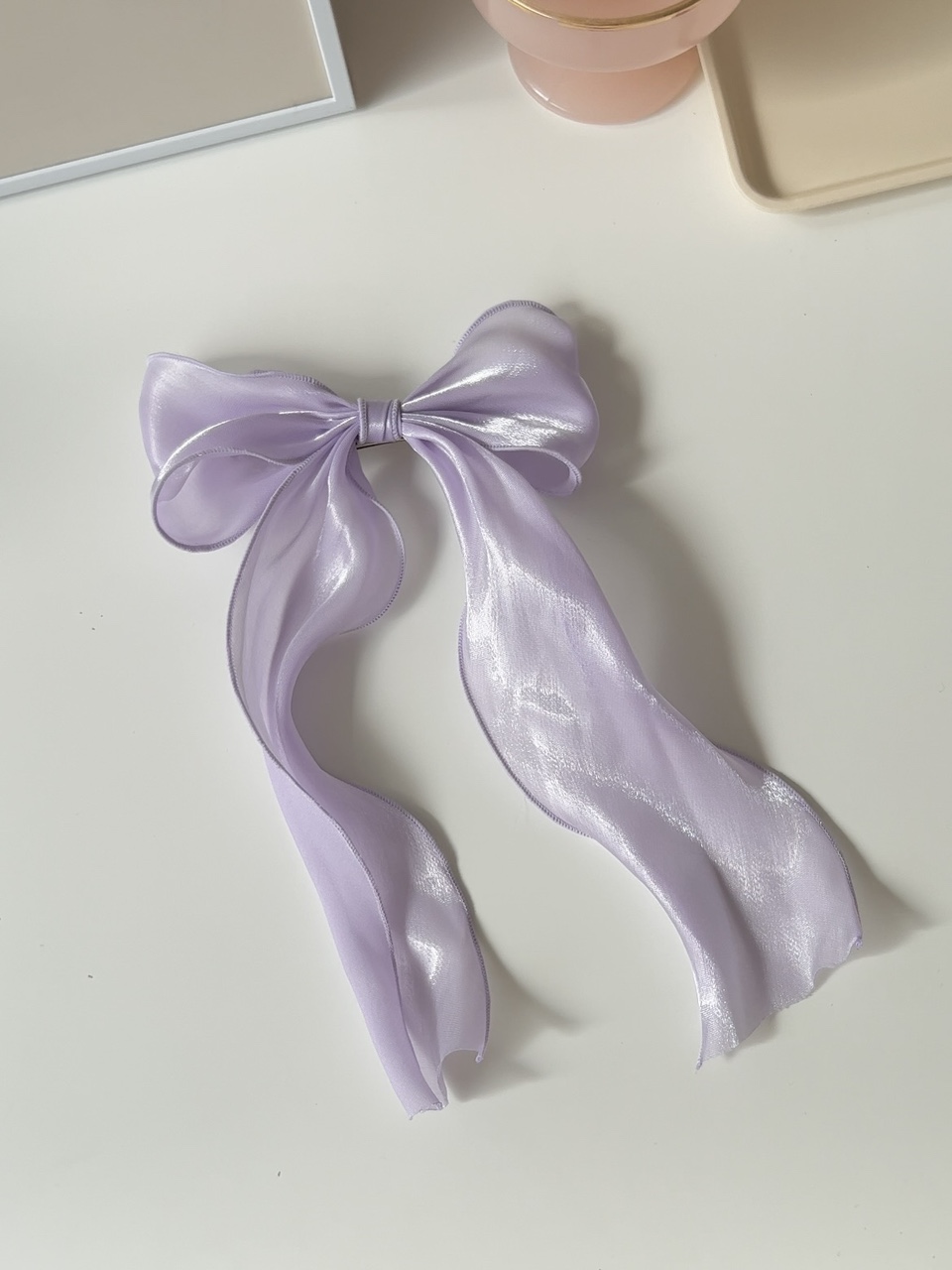 [러블리🎀] 롱 꼬리 샤이닝 왕리본 머리핀 오간자 골프리본핀 헤어끈 상세 이미지 23