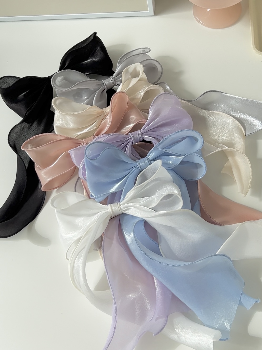 [러블리🎀] 롱 꼬리 샤이닝 왕리본 머리핀 오간자 골프리본핀 헤어끈 상세 이미지 36