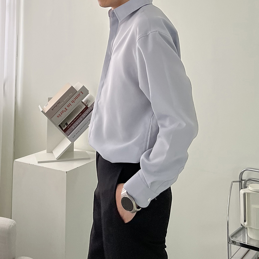 남자셔츠 오버핏 실크 와이드카라 남자린넨셔츠 - 상세 이미지 3