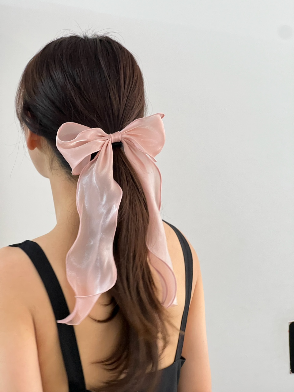 [러블리🎀] 롱 꼬리 샤이닝 왕리본 머리핀 오간자 골프리본핀 헤어끈 상세 이미지 16