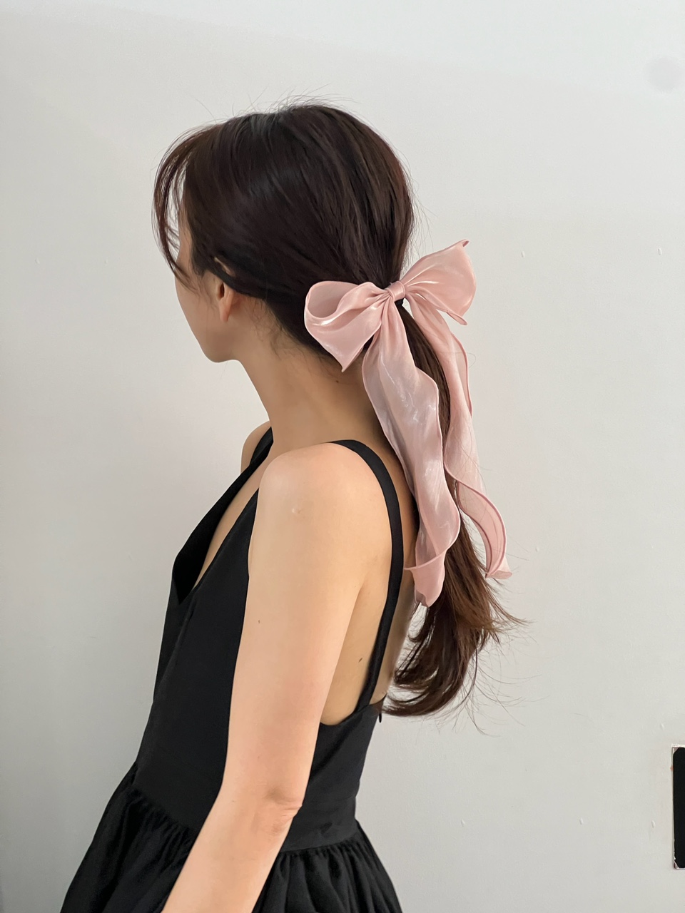 [러블리🎀] 롱 꼬리 샤이닝 왕리본 머리핀 오간자 골프리본핀 헤어끈 상세 이미지 2