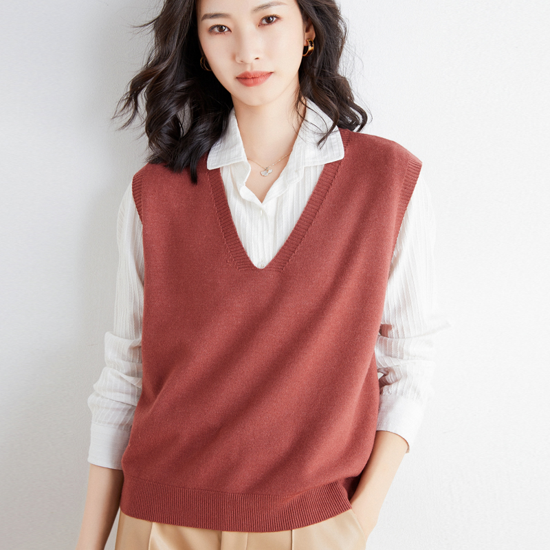 니트조끼 브이넥 가을 겨울 여성조끼 미시옷 엄마옷 - 상세 이미지 4