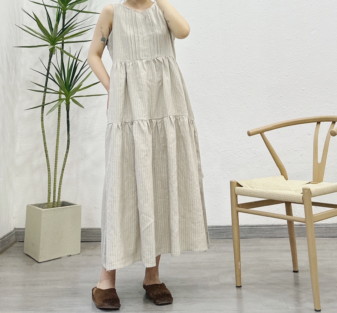 린넨원피스 민소매 캉캉 빅사이즈 오버핏 77 88사이즈