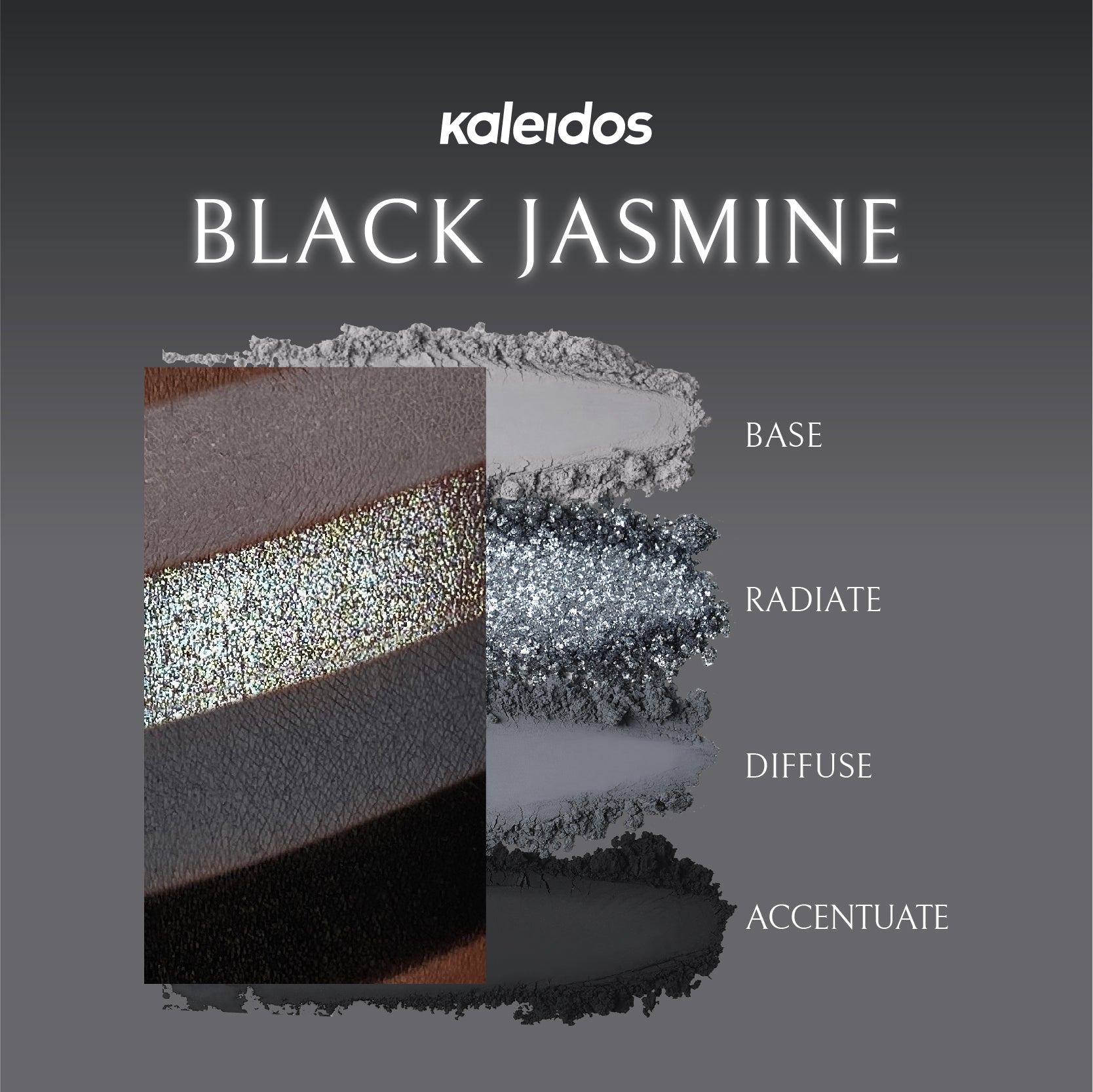 kaleidos black jasmine 그레이 팔레트 쿨톤 스모키 섀도우 팔레트 - 상세 이미지 3