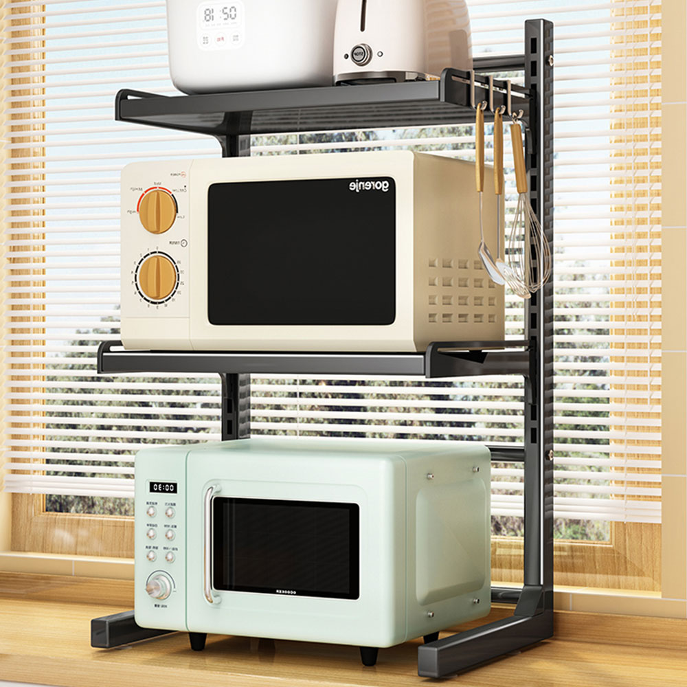 2세대 높이조절 전자레인지선반 2단 전자렌지 수납장 밥솥 선반 다이 받침대