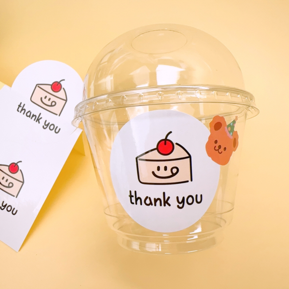 달콤 땡큐 스마일 스티커 간식 디저트 답례품 선물 구디백 포장 스티커 제품 이미지