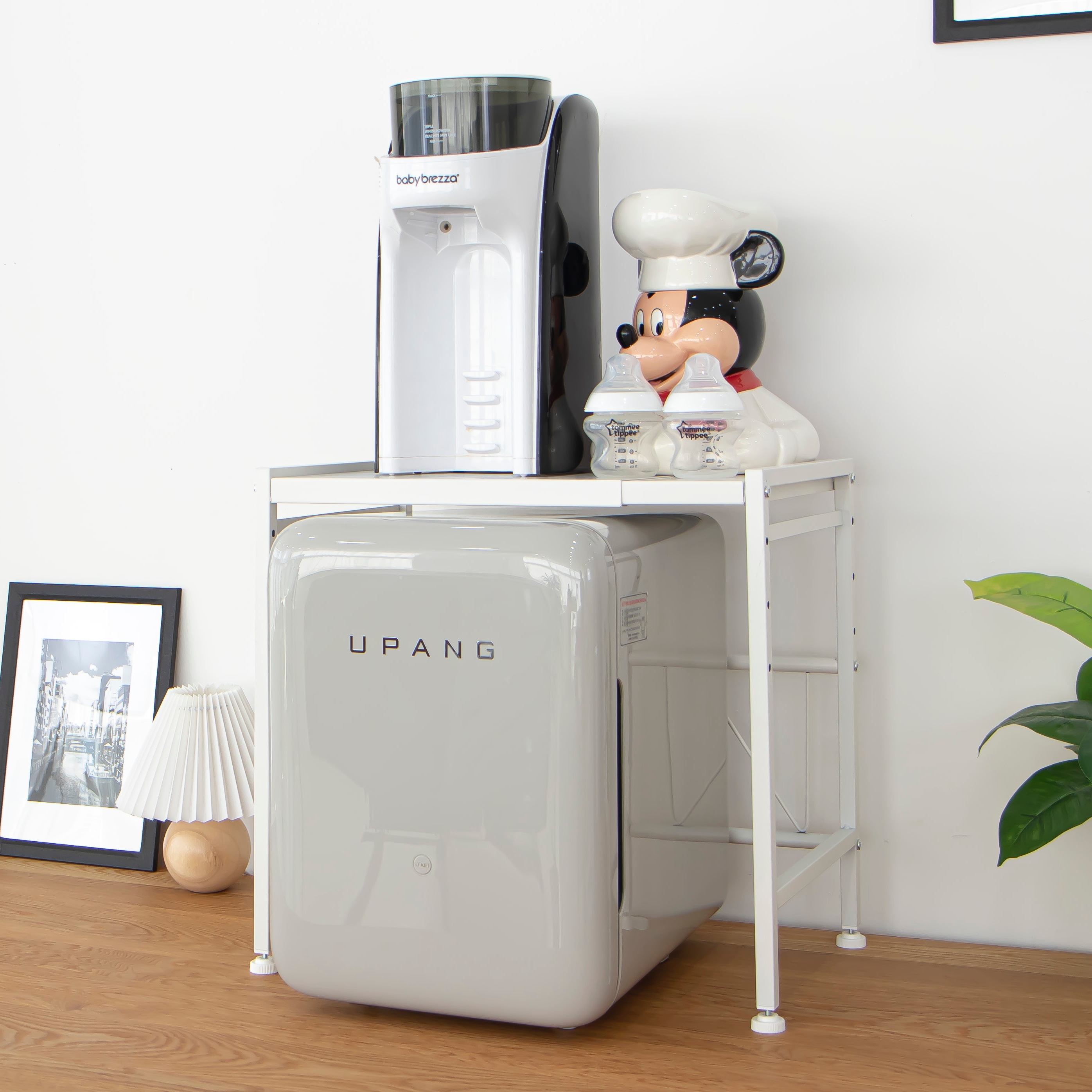 라라밤 너비높이조절 4단 전자레인지 선반 렌지대 수납장 에어프라이어 거치대