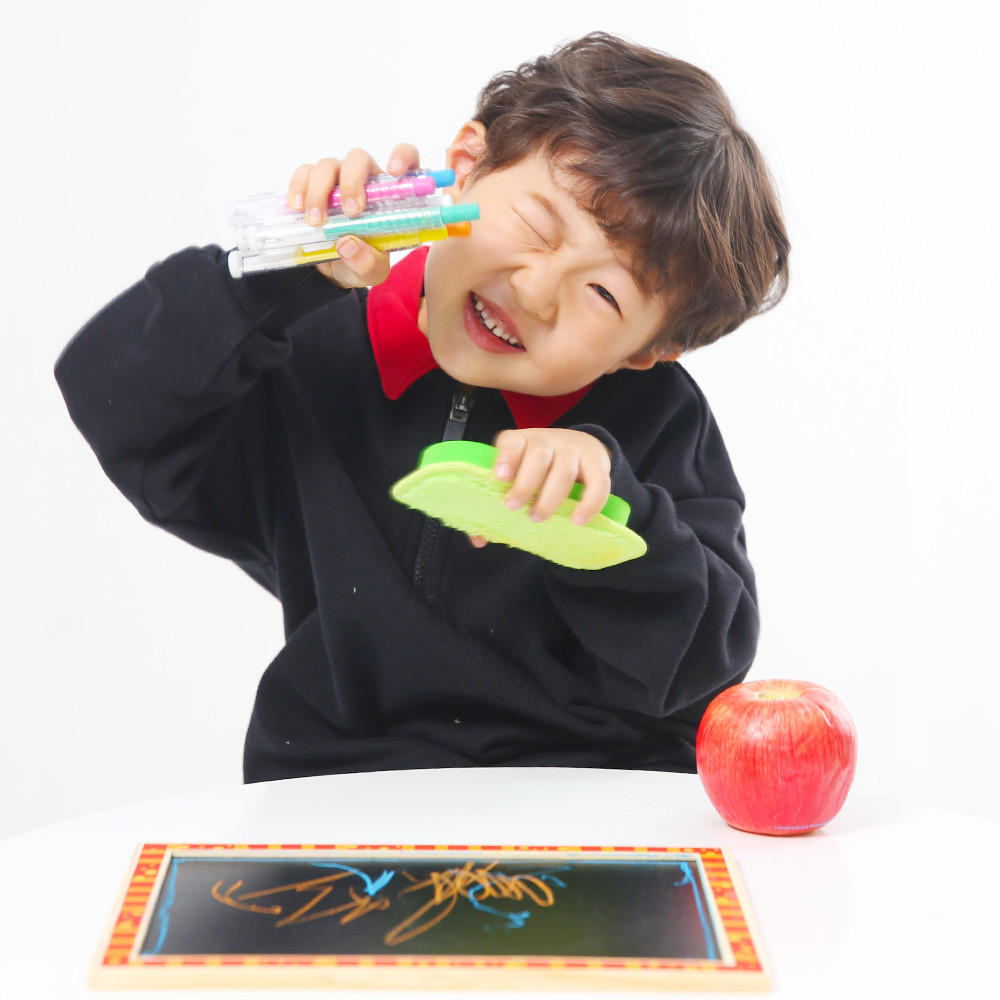 [리틀호안미로] 먼지없는분필 6색 워터초크 가루날림없는 어린이용분필 코레샵 - 상세 이미지 3