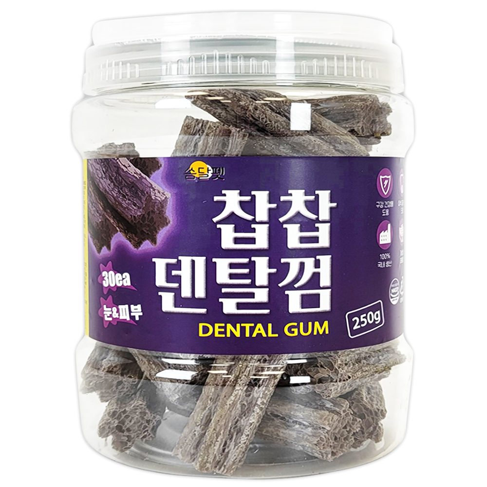 찹찹 덴탈껌 강아지 치석제거 개껌 쏨달펫 눈건강, 250g, 30개 - 상품 이미지