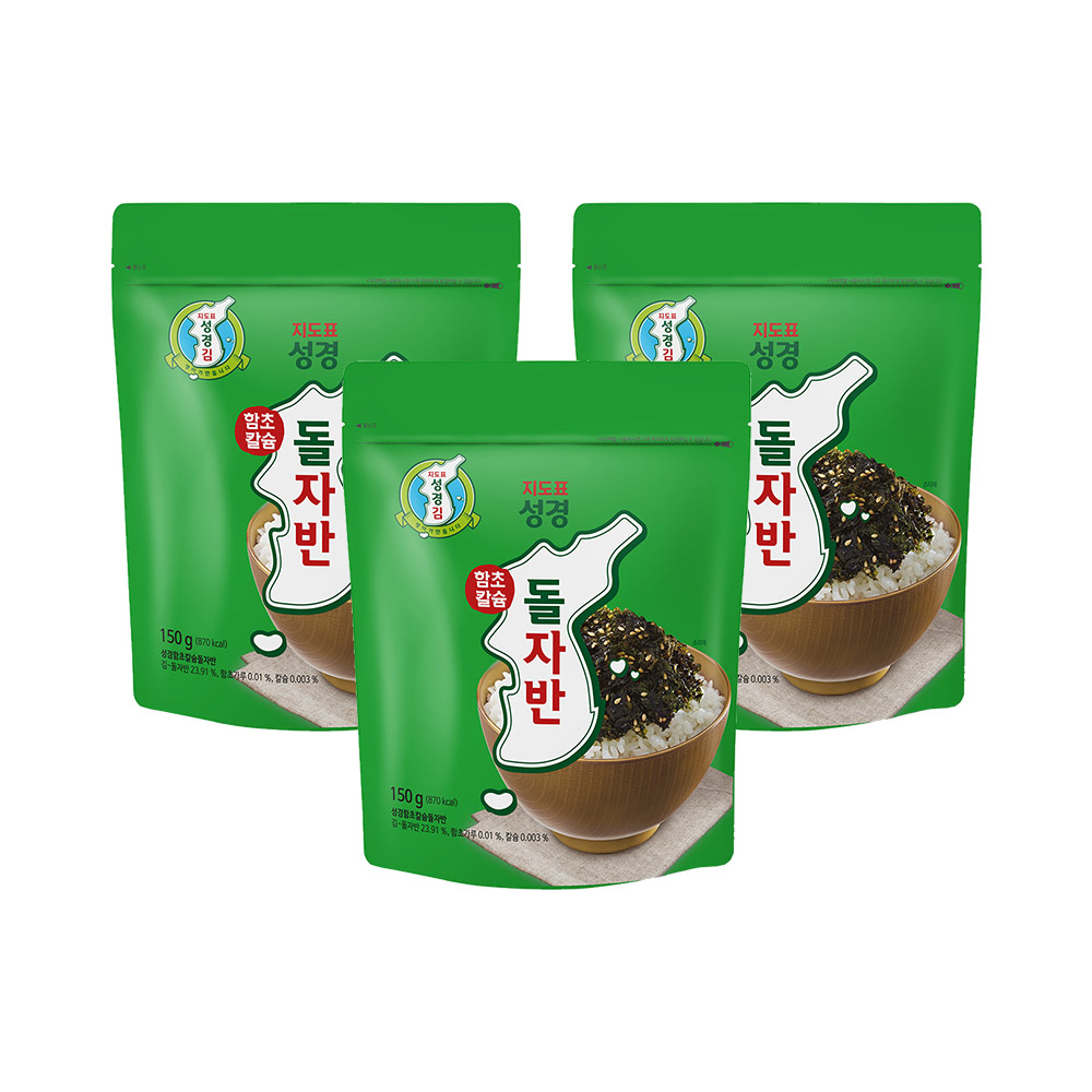 [성경김본사] 지도표 영양 가득 함초칼슘자반 150g, 3개