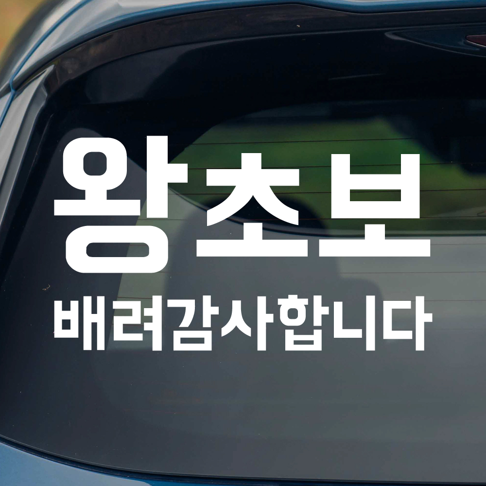 초보운전 왕초보 스티커 배려감사합니다 흰색 - 상품 이미지