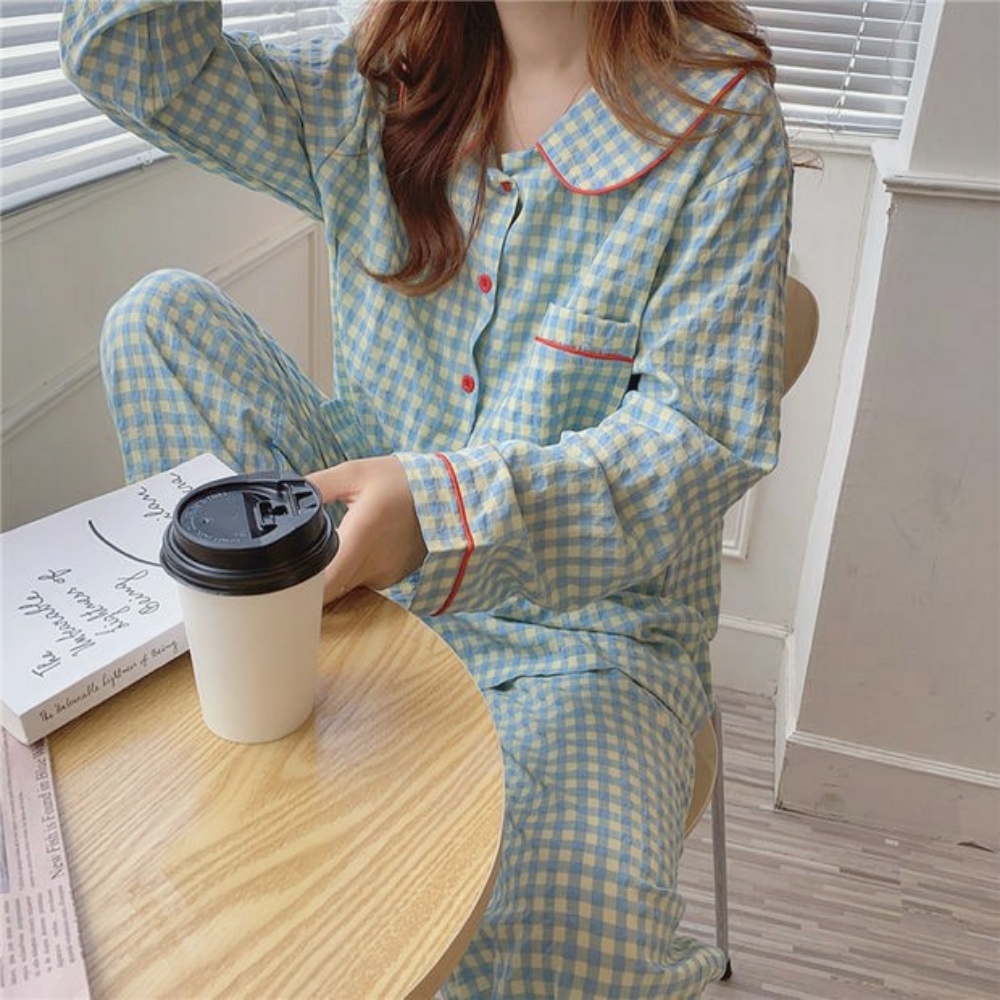 모녀잠옷 여자 순면 여름 사계절 봄 잠옷 바지 커플 세트 홈웨어 선물 파티 파자마 이미지 3