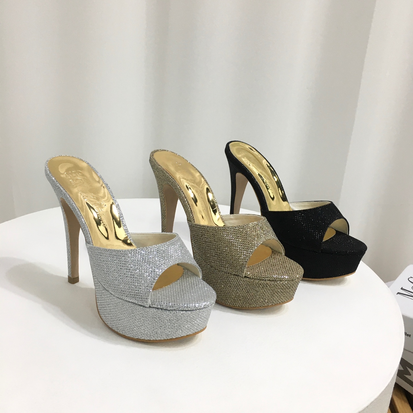[당일배송/국산수제화] 샤이니 토오픈 가보시 뮬 슬리퍼 샌들힐 13cm 상세 이미지 3