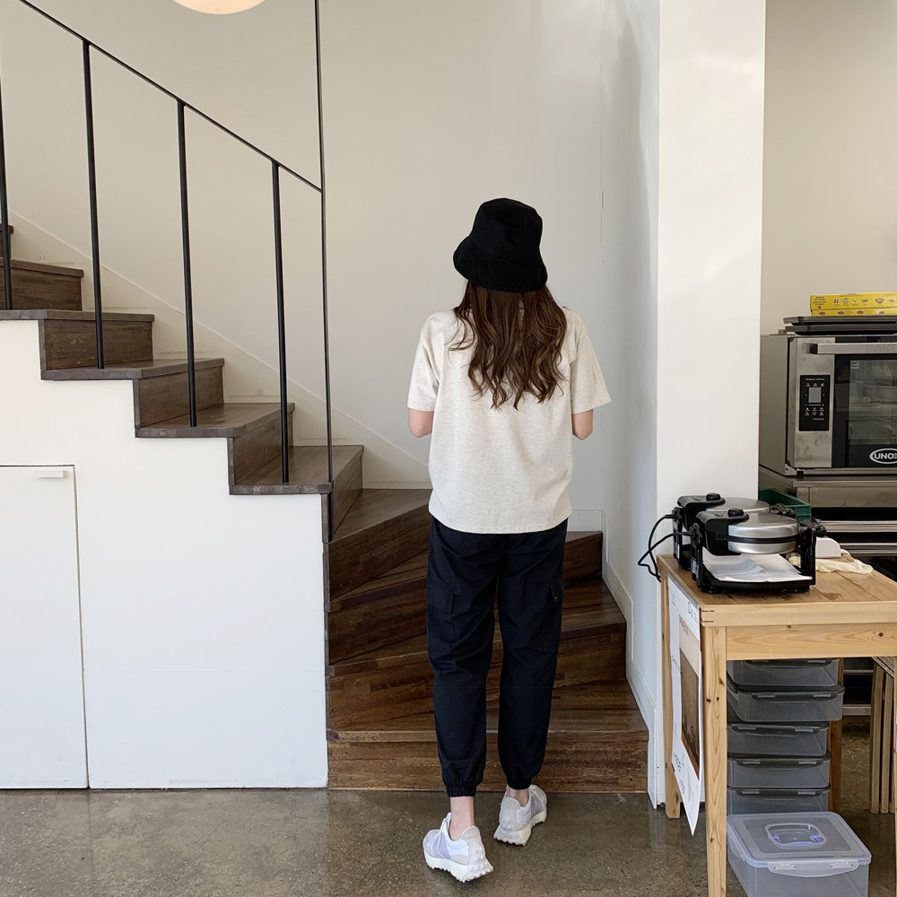 데일리 스트링 바스락 나일론팬츠 여성 카고바지 가을 여자조거팬츠 편한 고무줄 밴딩바지 - 상세 이미지 5