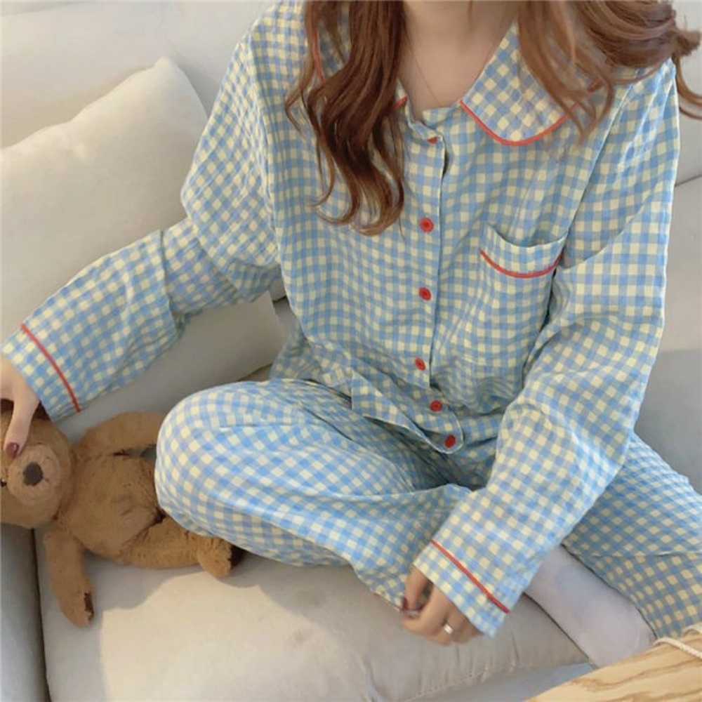 모녀잠옷 여자 순면 여름 사계절 봄 잠옷 바지 커플 세트 홈웨어 선물 파티 파자마 이미지 2
