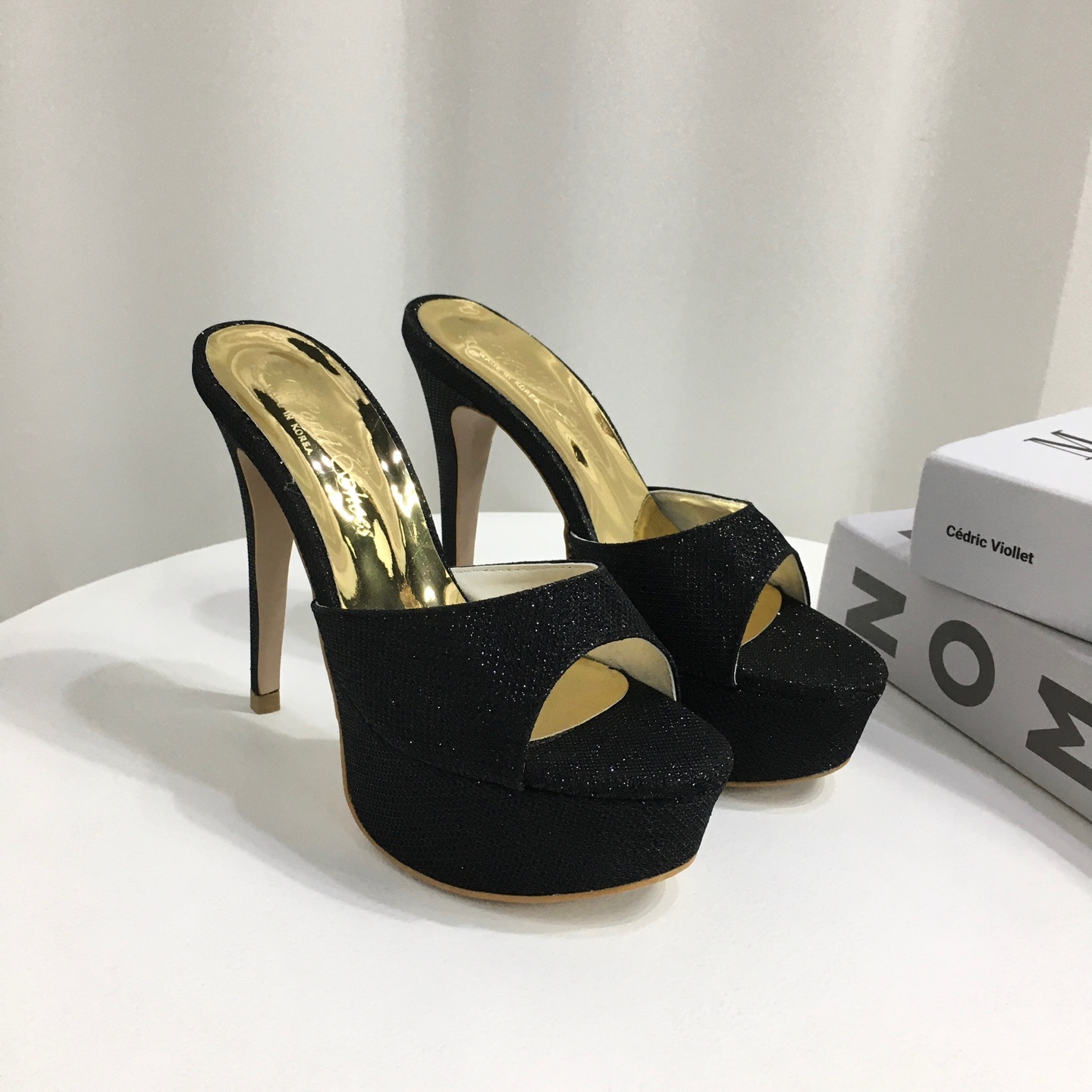 [당일배송/국산수제화] 샤이니 토오픈 가보시 뮬 슬리퍼 샌들힐 13cm 상세 이미지 30