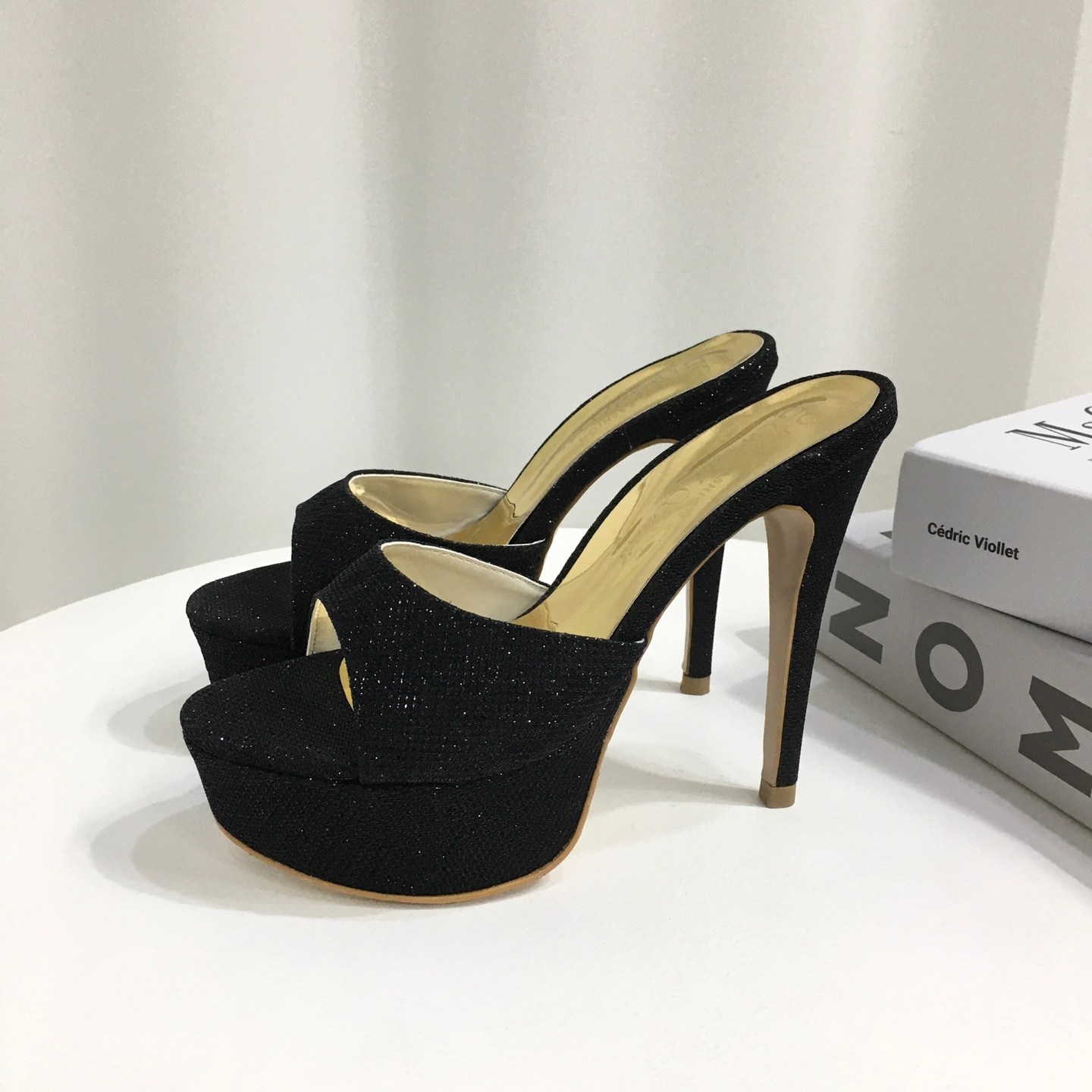 [당일배송/국산수제화] 샤이니 토오픈 가보시 뮬 슬리퍼 샌들힐 13cm 상세 이미지 31