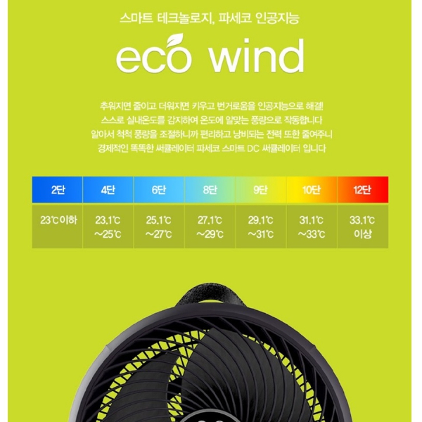 파세코 써큘레이터 10인치 에어 선풍기 공기순환기 BLDC PCF50000 블랙그레이 저소음 탁상용 회전