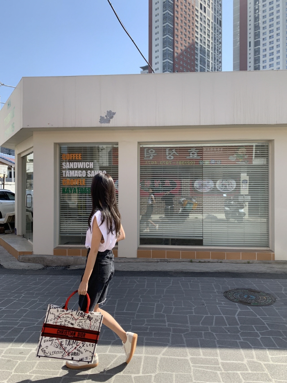 데님 청 뒷밴딩 5부 와이드 반바지 팬츠 이미지 7