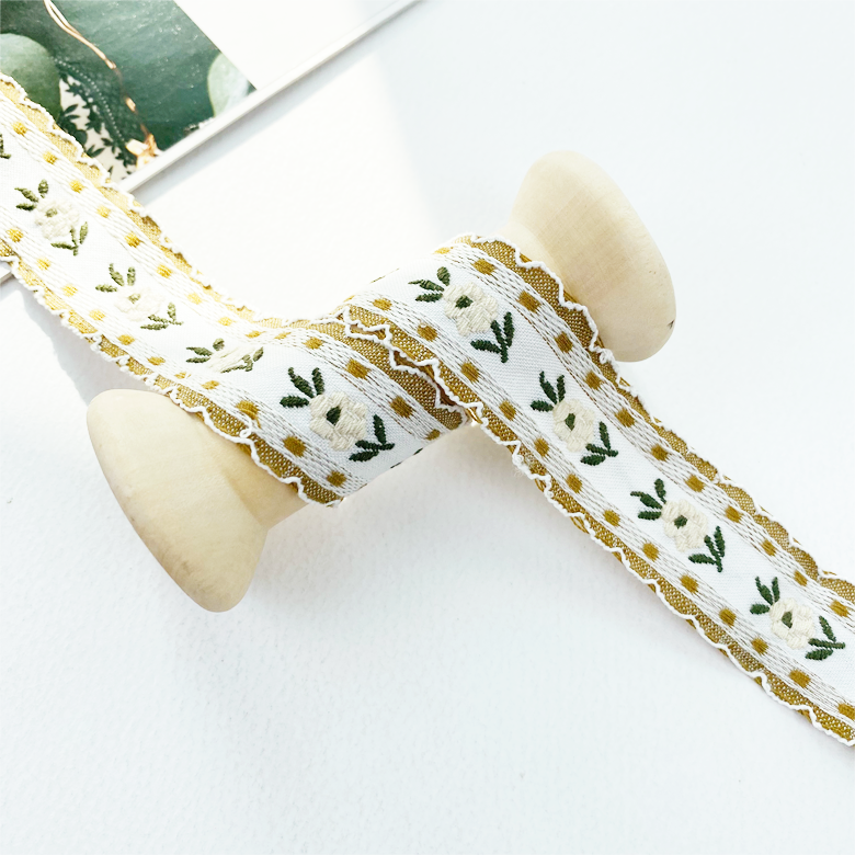 NEW)2.5cm 작은꽃 피코 자수레이스 머리핀레이스 - 상세 이미지 4