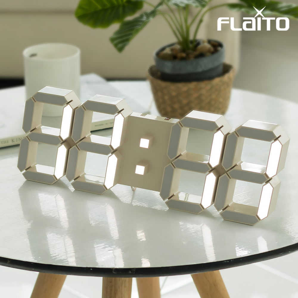 국산 플라이토 크림 화이트 3D 숫자 LED 벽시계 LG전구 38cm - 상세 이미지 4