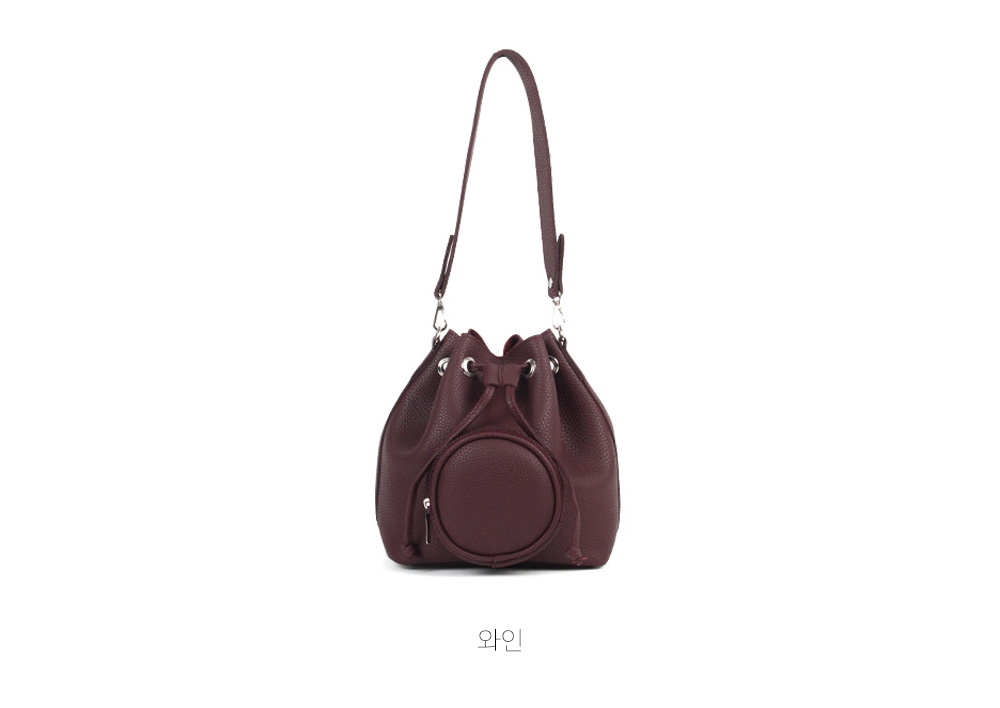 복조리 미니 숄더 크로스백 가죽 캐주얼 핸드백 심플한 복주머니 귀여운 작은 가방 - 상세 이미지 2