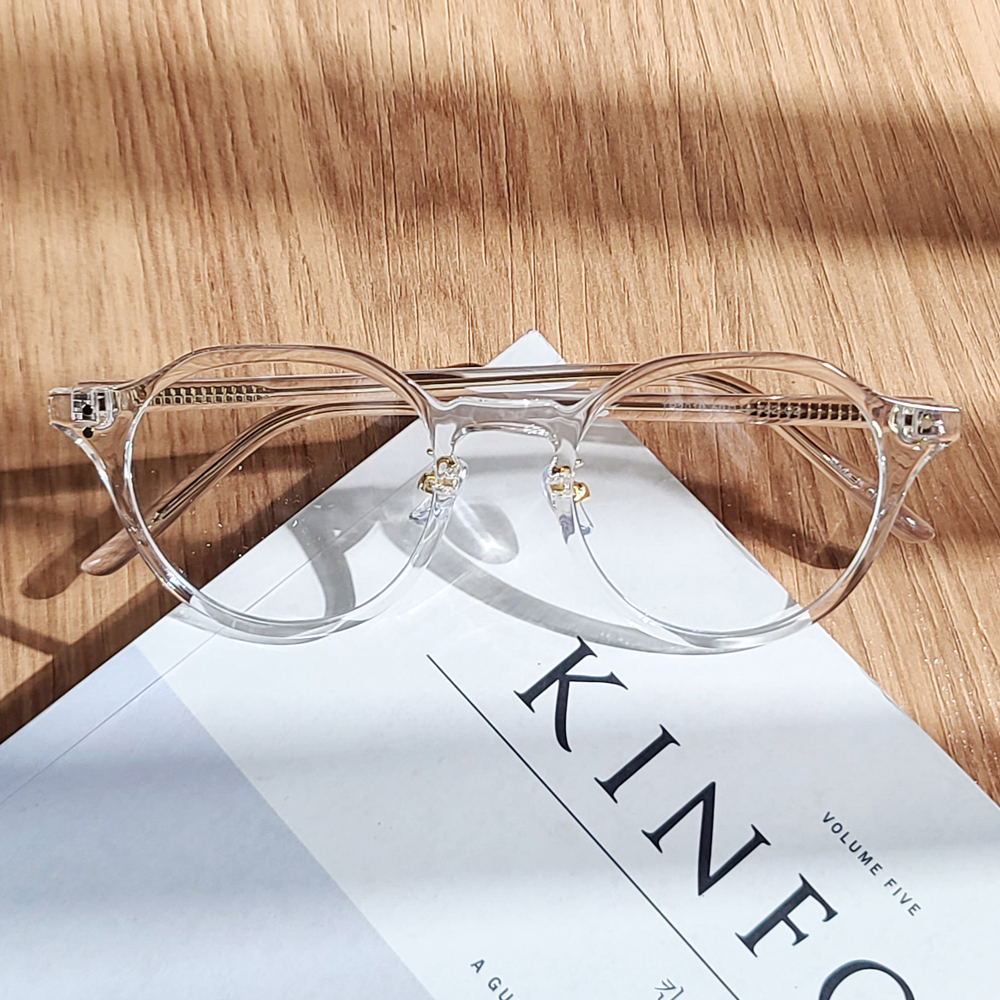 블루라이트차단 안경 투명 안경테 가벼운 뿔테 다각형 peach