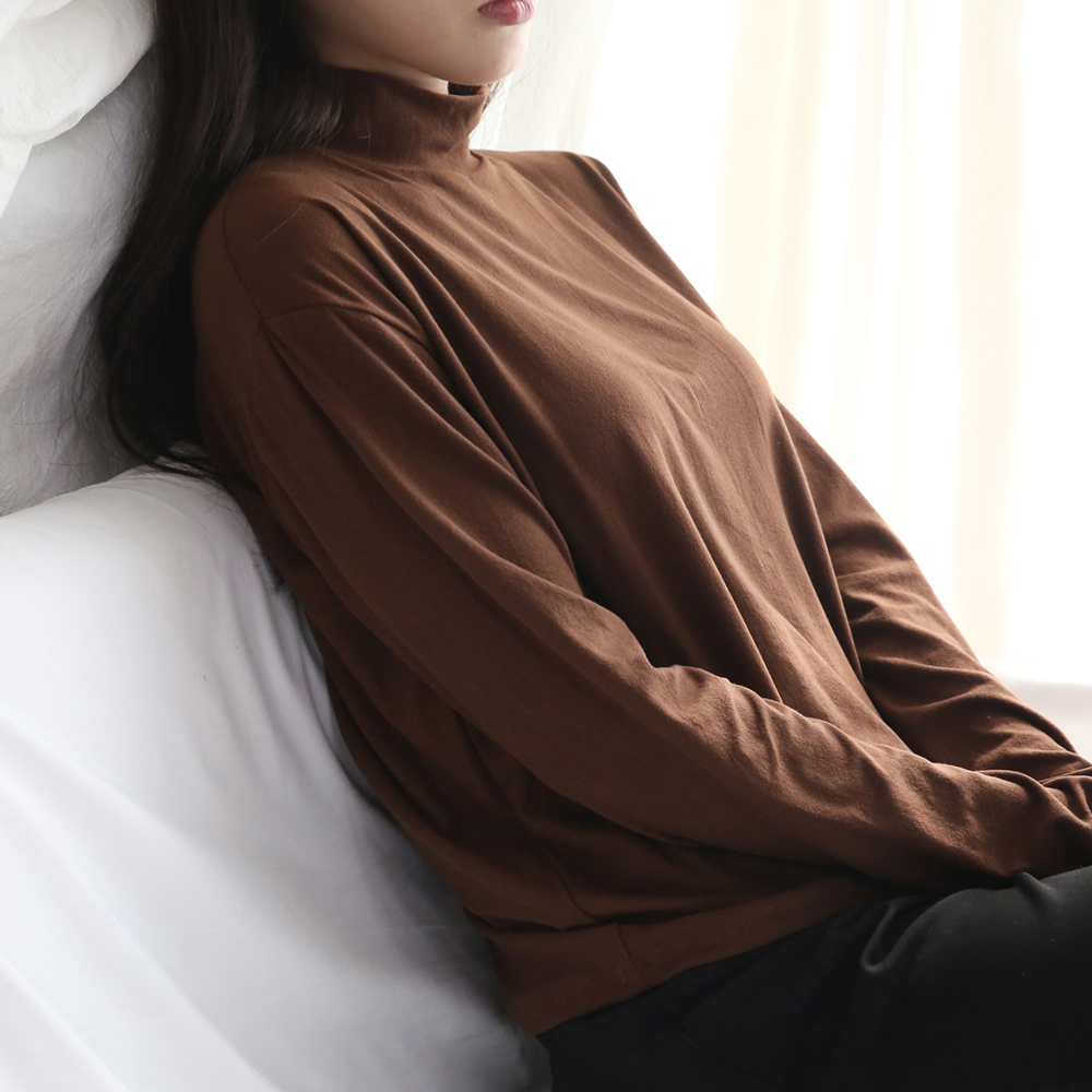 누모 목폴라티 터틀넥 반목폴라 기모 겨울 티셔츠 이미지 7