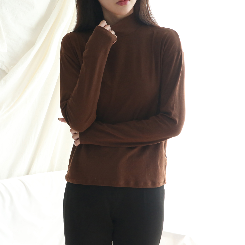 누모 목폴라티 터틀넥 반목폴라 기모 겨울 티셔츠 이미지 8