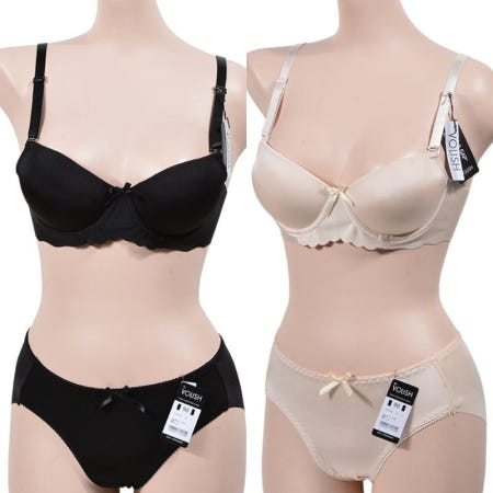 뉴리웹 3/4컵 와이어 B컵 브라팬티세트 80B/95 블랙 30대속옷 B컵속옷 심플브라