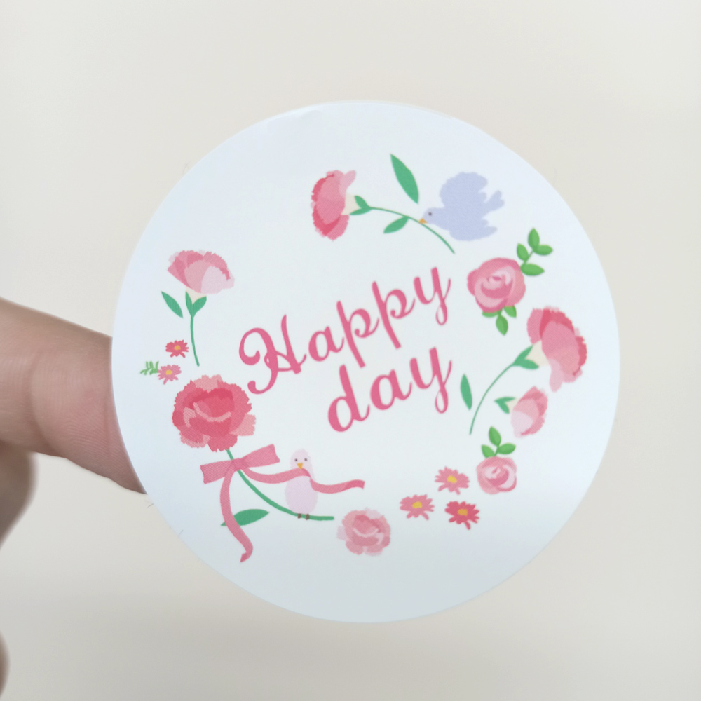 원형스티커 어버이날 스승의날 선물포장 스티커 Happyday & Thank you 3매 - 상세 이미지 4