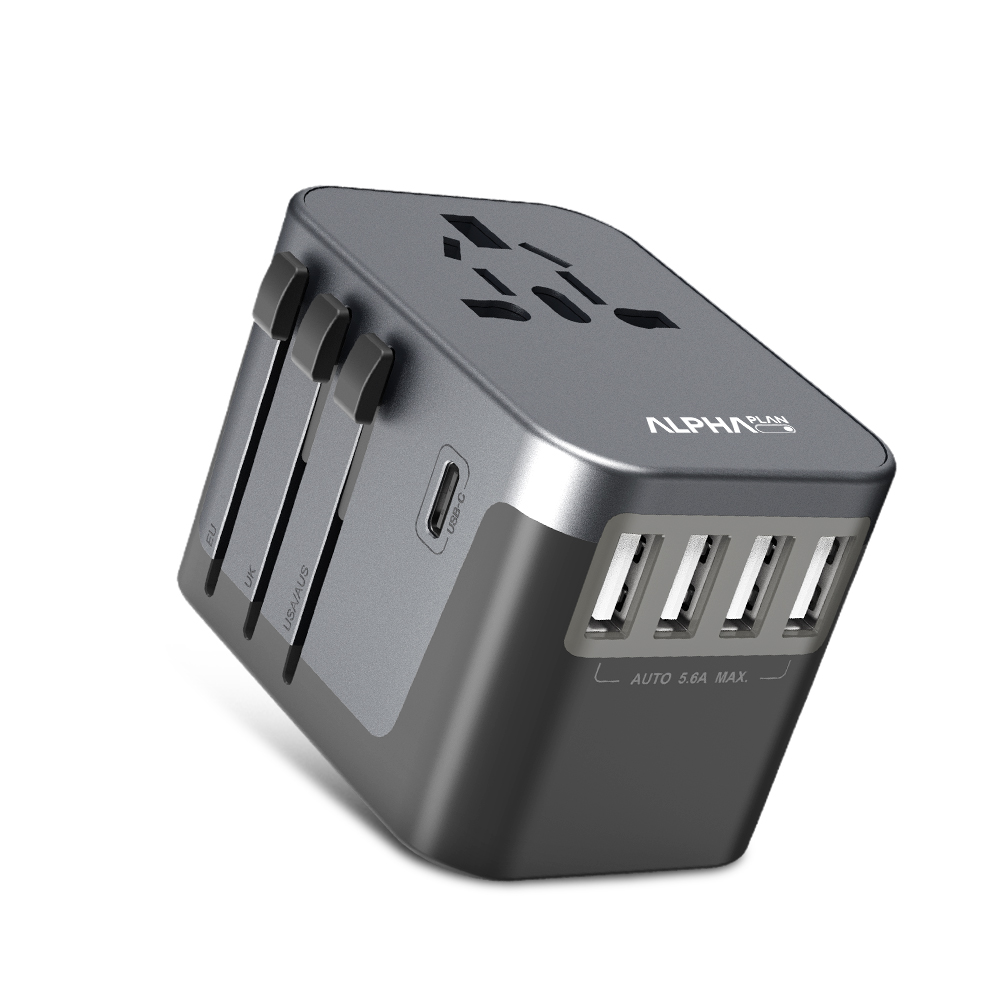 알파플랜 28W 초고속 해외 여행용 멀티어댑터 USB C타입 플러그 30cm, 블랙, 1개