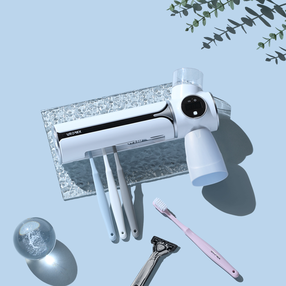 유토렉스 휠윈드 무선 칫솔살균기 가정용 LED UV 살균 송풍 건조 URT-134CHW 헤드형