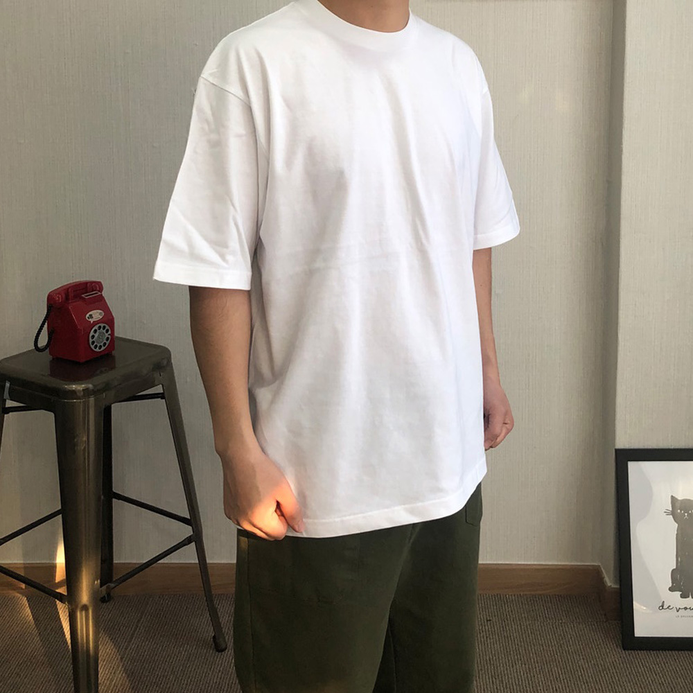 2+1 무지 남자반팔티 오버핏 티셔츠 레이어드 면티 이미지 4