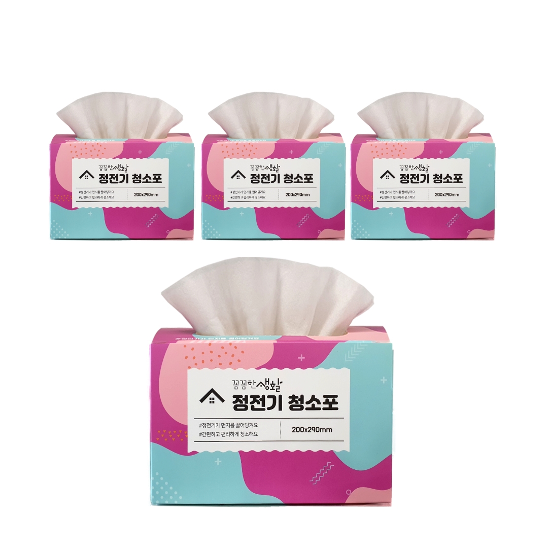 뽑아쓰는 정전기청소포 200매(50매X4개) 대용량 먼지포 건식 청소포 표준형 - 메인 이미지