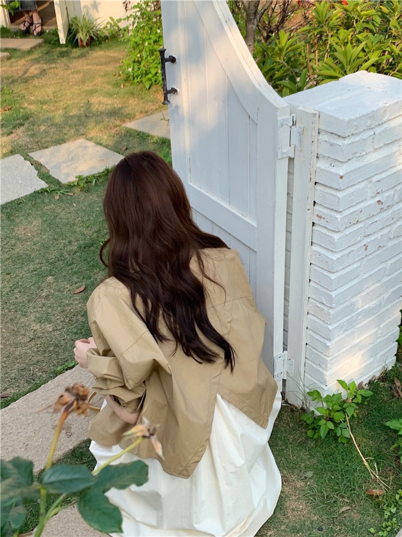 초이 여성 루즈핏 카라넥 슬릿 백트임 블라우스 셔츠 자켓 남방(베이지) - 상세 이미지 4