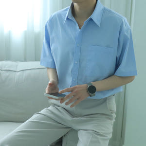 남자셔츠 오버핏 여름 남성남방 남자반팔셔츠 착용 후기 | 사이즈/핏 총정리 - 상품 이미지 2