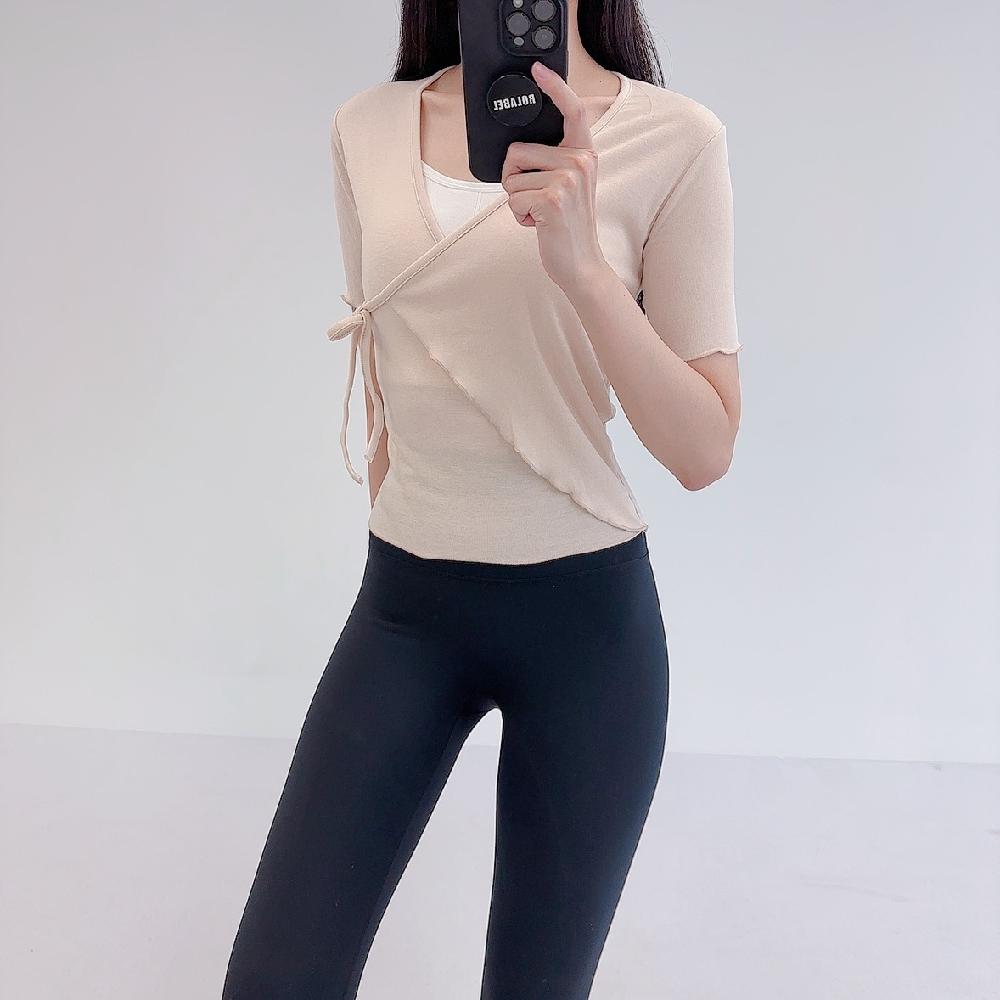 로라벨 루루 필라테스복 여성 요가복 필라테스 요가 상의 옷 커버업 운동복 반팔 애슬레저 - 상세 이미지 4