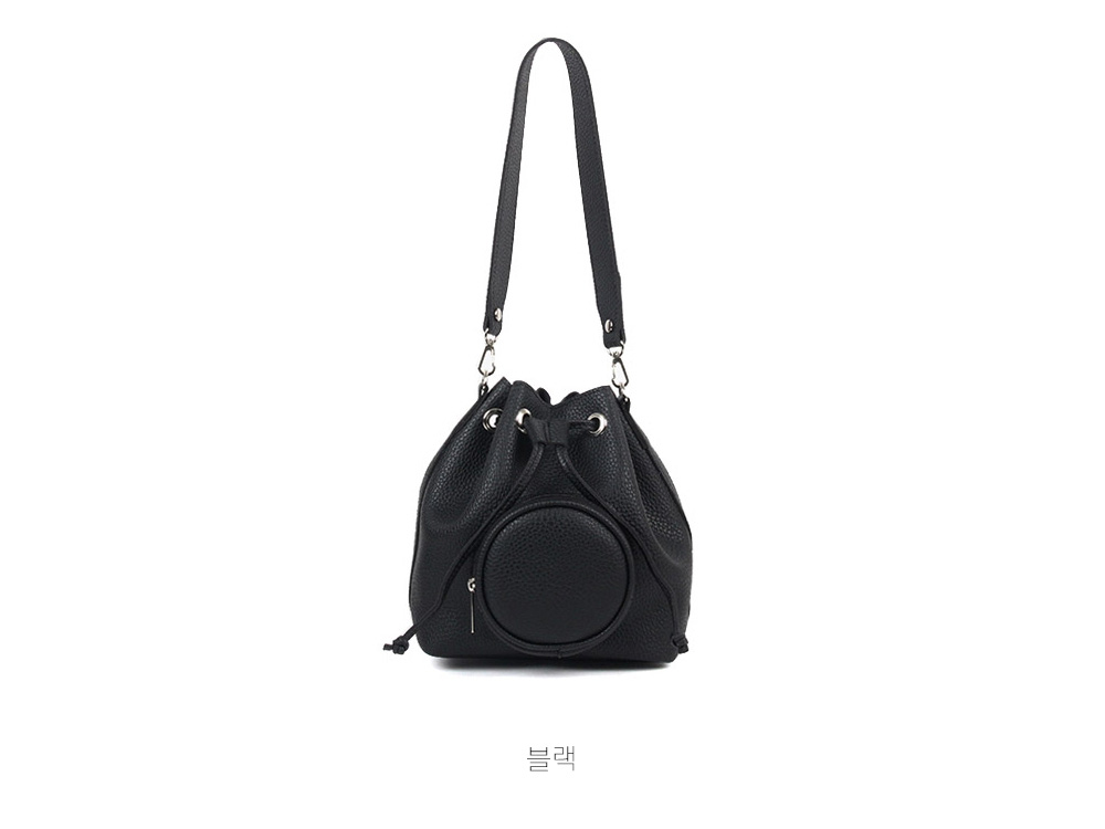복조리 미니 숄더 크로스백 가죽 캐주얼 핸드백 심플한 복주머니 귀여운 작은 가방 - 상세 이미지 3