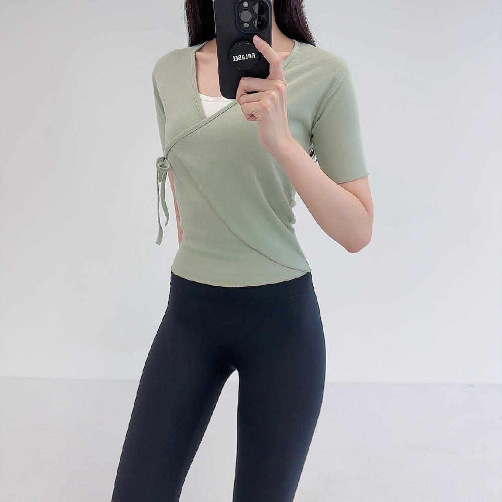 로라벨 루루 필라테스복 여성 요가복 필라테스 요가 상의 옷 커버업 운동복 반팔 애슬레저 - 상세 이미지 3